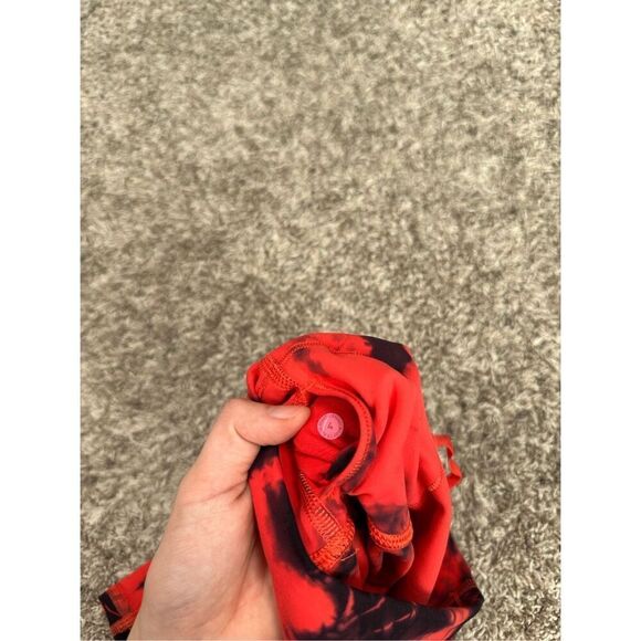 Lululemon Wunder Train High-Rise Crop 23" Wash Tie Dye Carnation Red Black 4 - Picture 4 of 9
